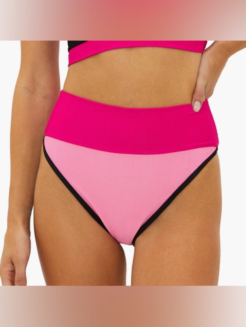 Beach Riot Emmy Colorblock High Waist bikini bottoms S